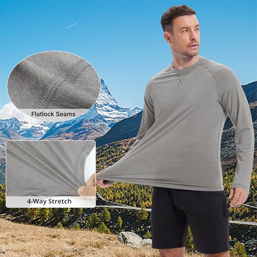 Image of Mens Swim Shirts UPF 50+ Sun Shirts Rash Guard Quick-Dry Fishing T-Shirts