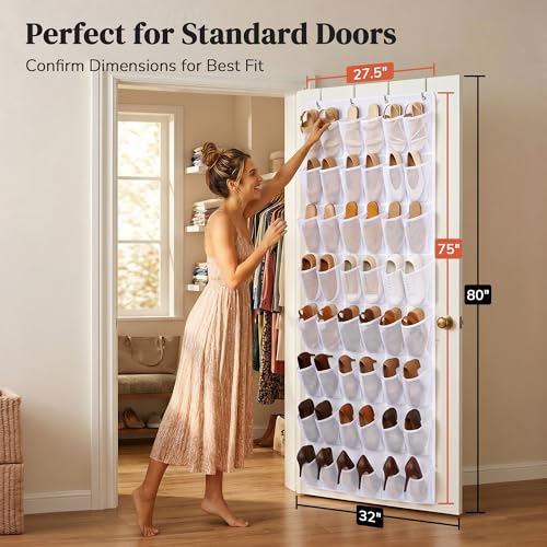 48-Pocket Ordovibe Over-the-Door Mesh Shoe Organizer (White) - image 7
