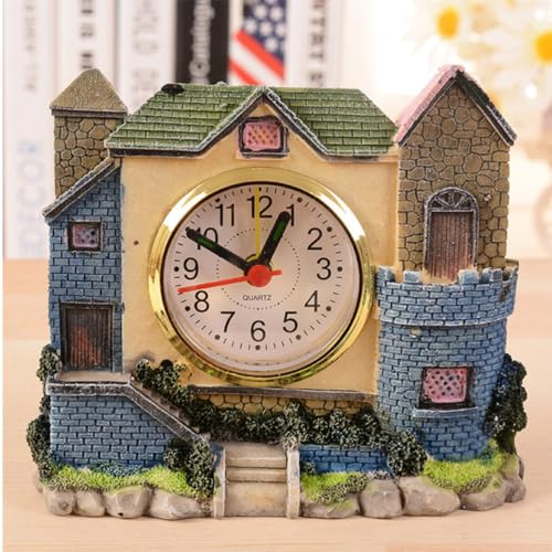 Reloj despertador SHINEOFI forma castillo de resina resistente y color aleatorio 8