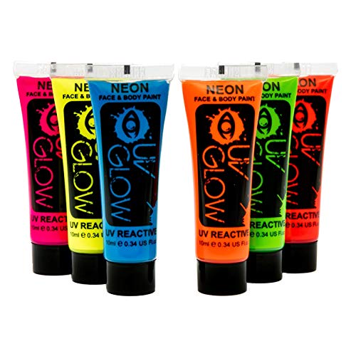 Uv Glow Blacklight Face And Body Paint 0.34Oz - Set Of 6 Tubes - Neon Fluorescent #TOP1
