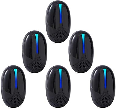 2026 Upgraded Ultrasonic Repeller Insect Indoor, Mouse Traps Repellent Insert Plug in, Pest Control Ant,Roach,Rodent, Mouse, Bugs, Mosquito, Spider, for Home, Office, Warehouse 6 Packs, Black