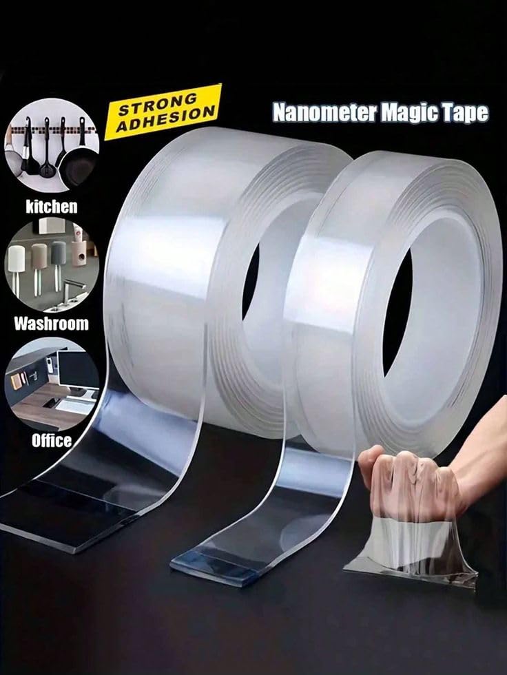 Image of Double Sided Tape -3 Meter Multipurpose Double Sided Tape - Adhesive Tape, Heavy Duty, Heat Resistant, Multi-Functional, Removable, Washable, Anti-Slip Gel Nano Grip Tape (grip tape)