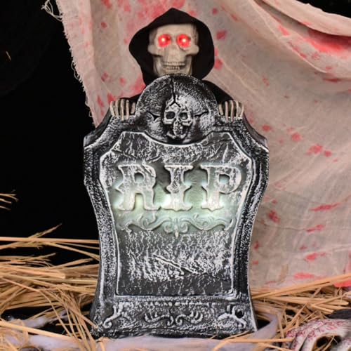 TQZQ Halloween Ghost Festival Decoration Tombstone Haunted House bar Set Light Sound Electric Tombstone Lifting Ghost Photography Props (Black 2)
