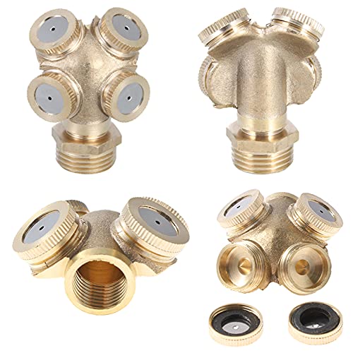 HEKOBAG Lot De 20 Buses De Pulvérisation Laiton Réglables + 20 T-Connecteurs – Brumisation Jardin, Irrigation, Arrosage Goutte à Goutte 1/4"