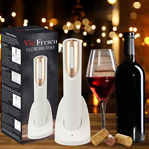 Vin Fresco Electric Wine Opener With Charging Base & Foil Cutter - Automatic Wine Bottle Opener - Electric Corkscrew Wine Opener - Electric Wine Bottle Opener Rechargeable Wine Gift For Wine Lovers #TOP7
