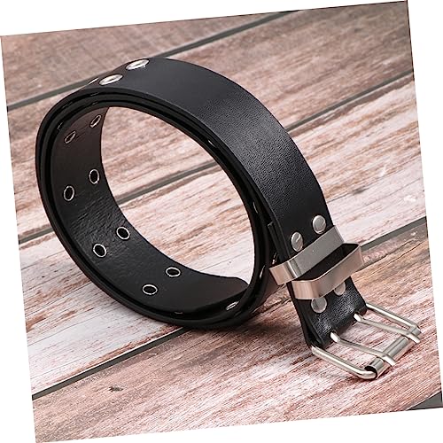 Punk Style Double Rows Holes Belt for Men Women Simple Durable Waist Belt Black for Jeans Pants Comfortable Wear Made of Materials4