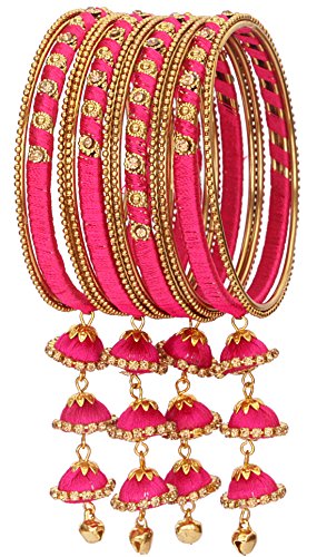 Image of NMII Get your traditions Valentine Gift for Girls & Women Silk Thread Bangle Set With Zircon For Womne & Girls