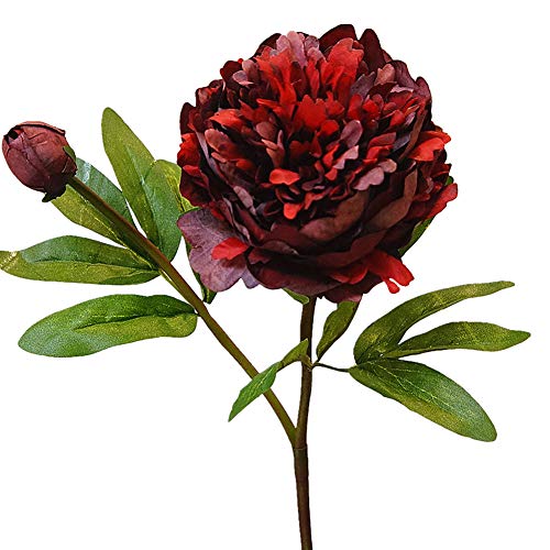 Whiie891203 Artificial Fake Flowers Plants,1Pc Artificial Flower Peony Stage Arrangements Wedding Bouquets Decorations Floral Table Centerpieces for Home Kitchen Garden Party Grave DIY Decor Red