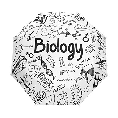 Preisvergleich Produktbild SUHETI Regenschirm TaschenschirmDoodle Handschrift Elemente Schulbildung Moleküle Bakterien Chemie LaborAuf Zu Automatikwindsicherstabil