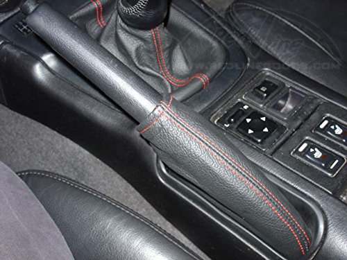 RedlineGoods ebrake Boot Compatible with Nissan 240SX 1989-94. Tailor Made - not Universal. Genuine top-Grade Italian Black Suede (Alcantara) with Silver Thread