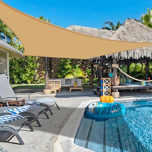 COOLBOYS 16'x 20' Sun Shade Sail Sand Rectangle UV Block Outdoor Shade Canopy Sunshade for Patio...