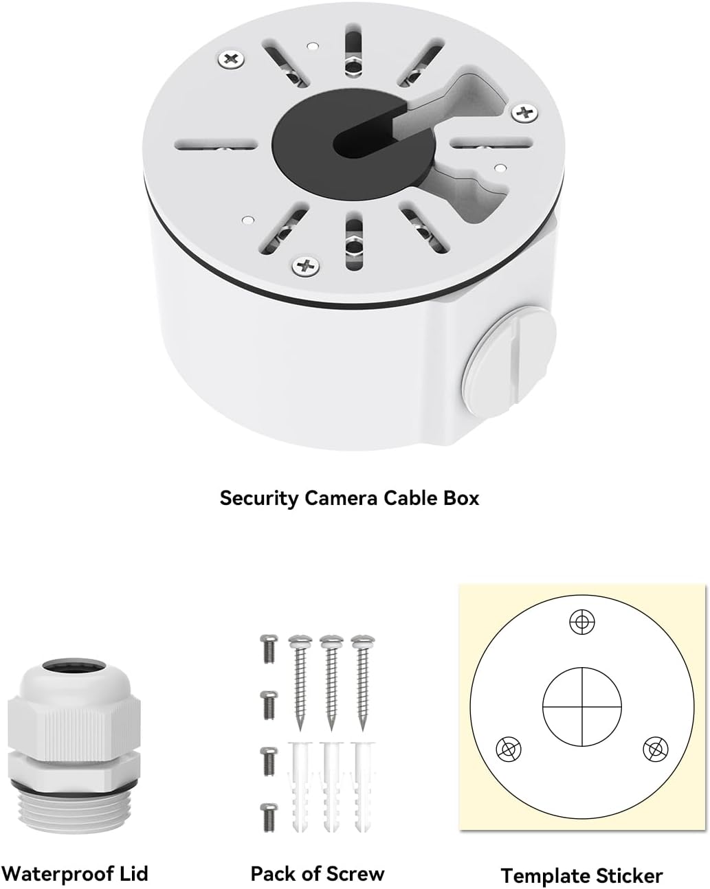 Universal Waterproof Camera Junction Box(4 Pack), Metal Electric Enclosure, Outdoor Camera Cover, Base Junction Box for CCTV Cameras, Bullet Security Camera Mount Bracket Hide Cable