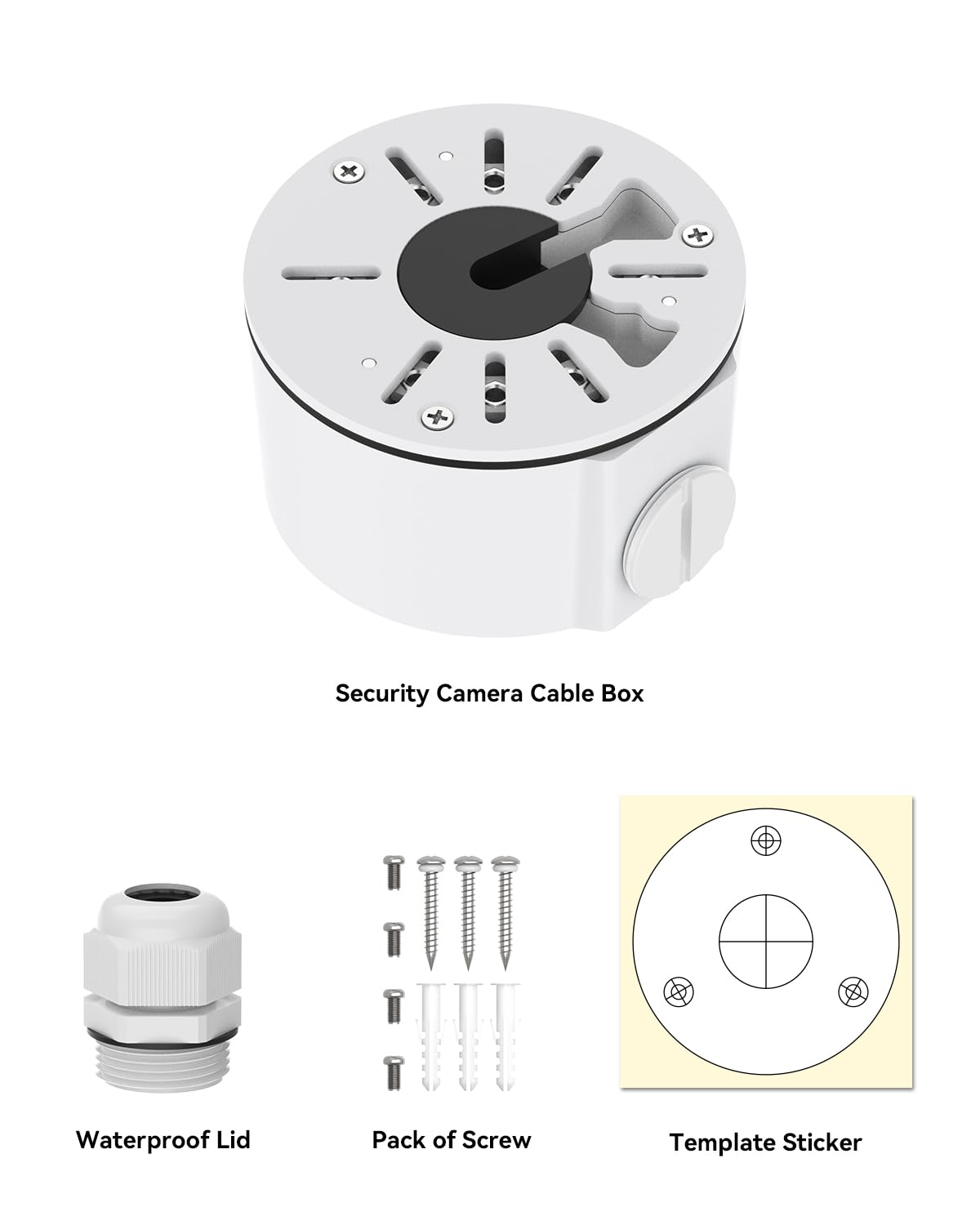 Lot de 4 boîtes de jonction universelles étanches en métal, boîtier électrique en métal, couvercle de caméra extérieure, boîte de jonction de base pour caméras de vidéosurveillance, support de