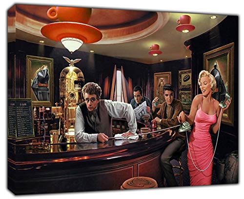 Marilyn Monroe Elvis Presley James Dean Foto Print auf Holz-Rahmen., 40 x 30 inch-38mm depth