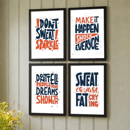 Image of PAINTINGMANTRA Motivational Wall Frames For Living room, Motivational Wall Art Quotes For Bedroom, Office And Study rooom, Set of 4, 13x18 Inch