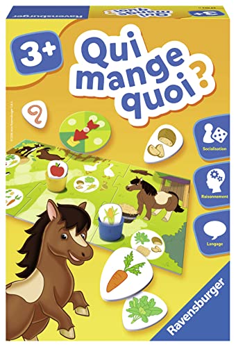 Ravensburger - Jeu Educatif - Qui mange quoi ? - Découverte des animaux - Association logique - Développement du langage - A partir de 3 ans - 24034