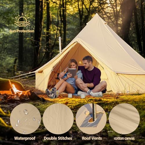 Carpa Bell de Lona para Camping 4 Personas Resistente miniatura 3