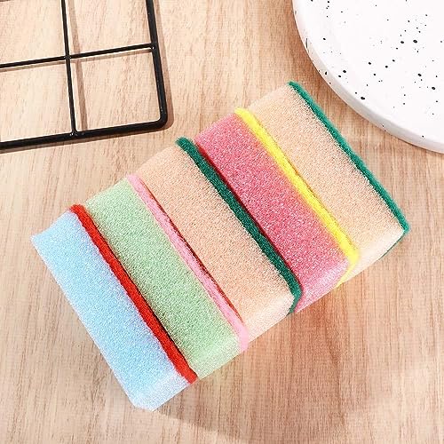 Image of 5 Pcs Kitchen Cleaning Sponges, Colorful Dual-Sided Washing Sponges for Dishes, Multi-Purpose Household Elastic Cleaning Scrub Sponges for Kitchen Pots, Pans, Dishes