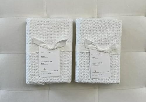 Pottery Barn Funda de nido de abeja ~ Euro~Juego de dos~ Blanco ~