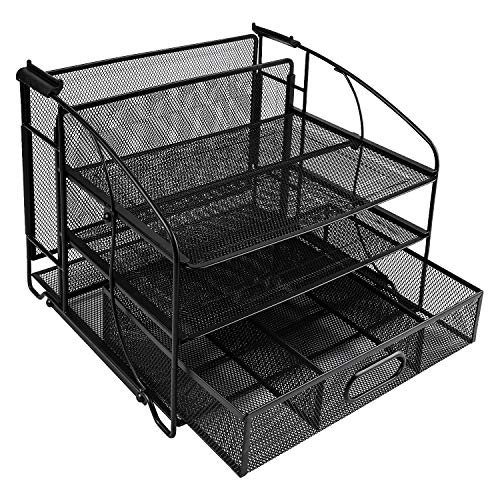 Amazon Basics Desk Organizer 3 Tray w/Sliding Drawer and Hanging File