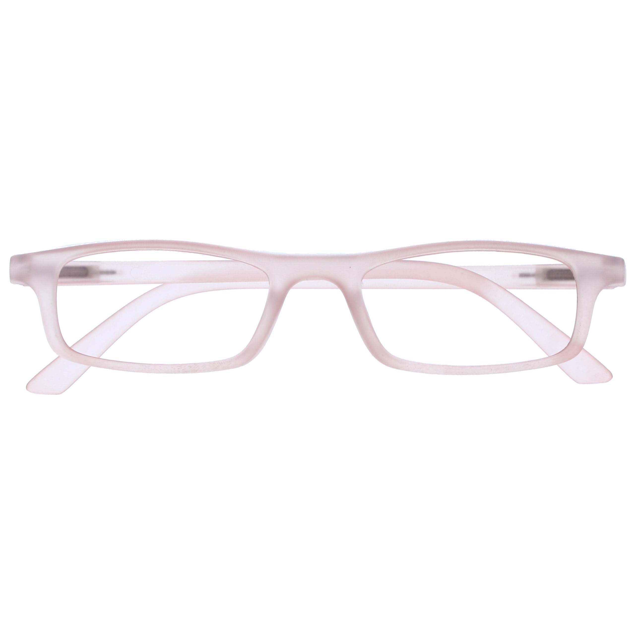OPULIZE TED Reading Glasses for Men Women - Lightweight Narrow Rectangular Matt Frame - Spring Hinges - Baby Pink +2.50