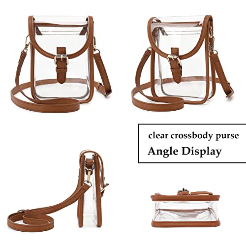 Image of FAIME Small Clear Bag Stadium Approved, Clear Crossbody Cell Phone Purses Bag with Adjustable Strap for Concerts