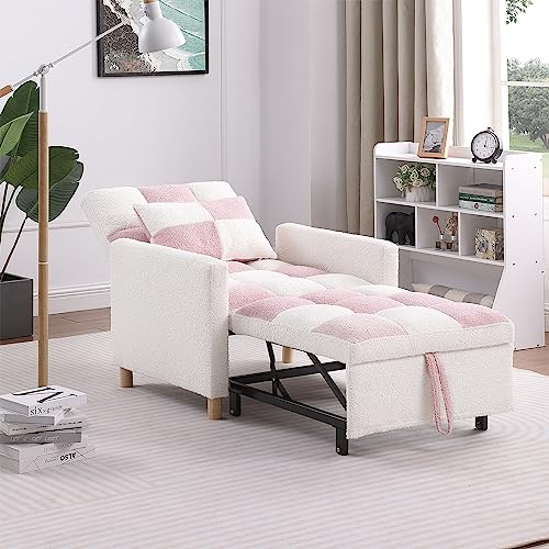Sillón Convertible Suave Plegable Rosa miniatura 2
