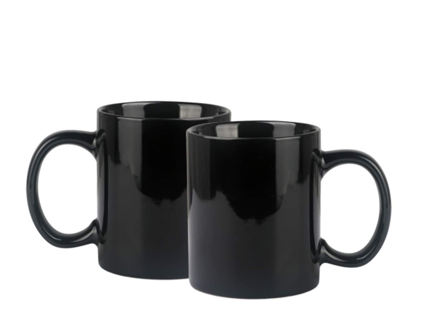 Wings Mart Ceramic Black Coffee Mug | Glossy 330 ml Plain Mug | Gift for Boyfriend, Girlfriend, Husband, Wife, Kids, Brother (Pack of 2) 2