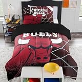 NORTHWEST NBA Chicago Bulls Officially Licensed Comforter Set – Premium Basketball Bedding with Team Logo – Includes Shams – Fan Bedroom Décor, Twin/Twin XL