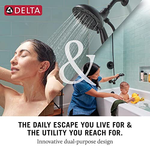 Image of Delta Faucet 5-Spray In2ition Dual Shower Head with Handheld Spray, H2Okinetic Matte Black Shower Head with Hose, Showerheads, Handheld Shower Heads, Magnetic Docking, Matte Black 58480-BL-PK