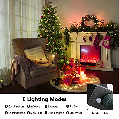 BrizLabs Led-kerstlichtsnoer, 20 m, 200 leds, warmwit, werkt op stroom, 8 modi, EU-stekker, waterdicht, voor binnen, buiten, kamer, boom, feest, tuin, balkon, bruiloft decoratie - Image 5