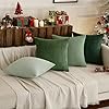 MIULEE Boho Farmhouse Sage Green Throw Pillow Covers 18x18 Inch Set of 4 Mordern Nordic Cushion Covers Soft Corduroy Christmas Home Decor for Couch Bed Sofa Living Room Forest Green #2