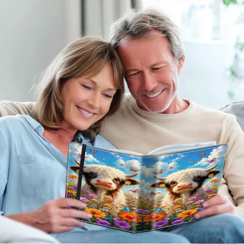 Image of Photo Album 4x6 120 Photos with Strong Elastic Band, Cute Highland Cow