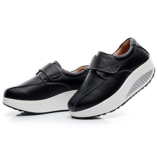 rismart Vrouwen Wedge Hook-and-Loop Comfy Leuke Lederen Trainers Schoenen - Image 7