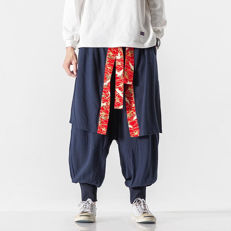 GUOYUXIAO Men's Pants Spring Chinese Style Autumn Wide-Leg Retro Trouser2