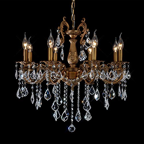 Meerosee Crystal Chandeliers Contemporary Chandelier Island Lighting 8 Lights Candle Pendant Ceiling Light Fixture For Dining Room Living Room Kitchen Bedroom Hallway Entry D27.6 #TOP4