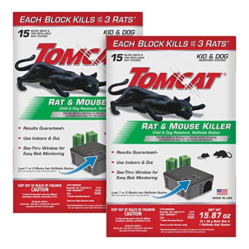 Tomcat Rat and Mouse Killer Child and Dog Resistant, Refillable Station, 2-Pack (2 Bait Stations...