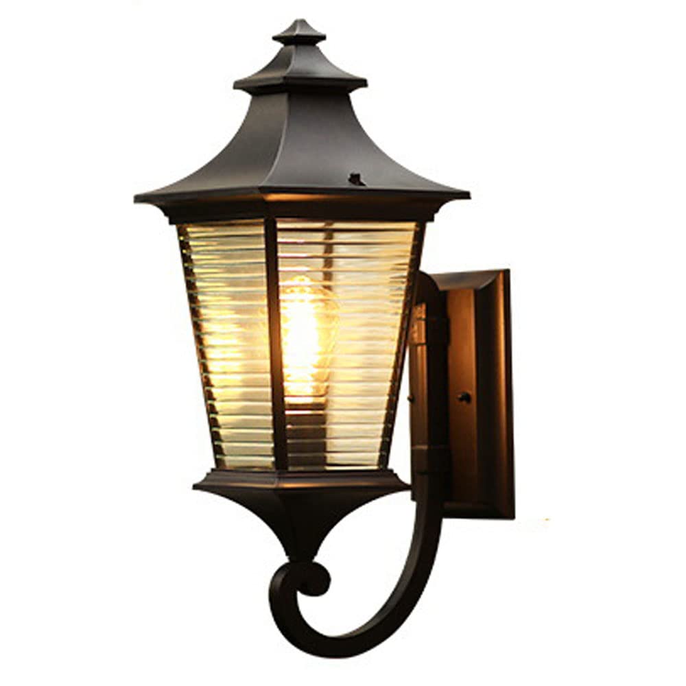 Kbuukyyxouy A Wall Sconce Light Fixture Modern Fashion Die-Cast Luminum + Glass Outdoor Simple Wall Lamp Courtyard Ip65 Waterproof Outdoor Wall Lamps，E27 Wall Lantern(,10.6In)