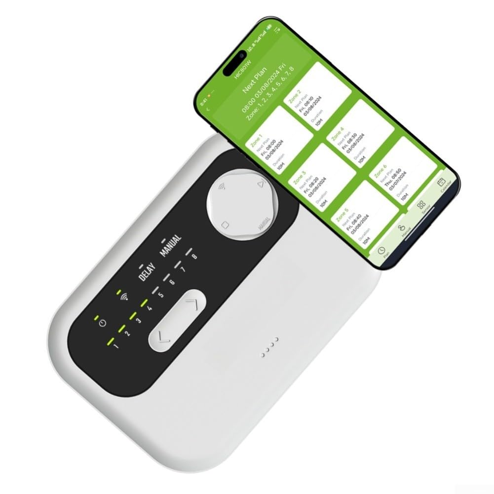 Controller intelligente per irrigazione a 8 zone, WiFi, basato sul tempo, computer di irrigazione, 8 zone, controllo tramite app, sistema di irrigazione da giardino, 8 valvole, per irrigatore WiFi, 24
