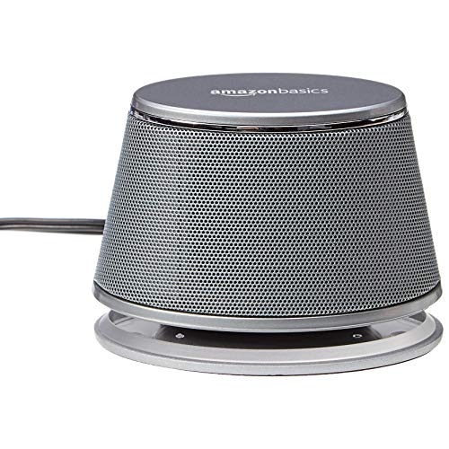 AmazonBasics - Altoparlanti per computer, alimentazione USB, con suono dinamico, Argento, confezione da 4