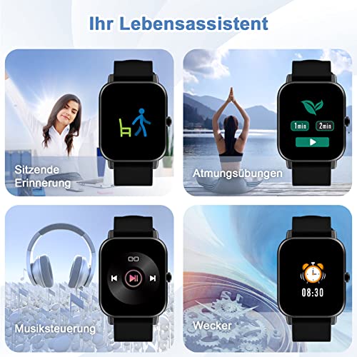 Blackview Smartwatch R3 Herren Damen Fitnessuhr,1,3 Zoll Smart Watch, Armbanduhr mit Pulsmesser Schlafmonitor Musiksteuerung SpO2,Schrittzähler Uhr Sportuhr, Aktivitätstracker für Android iOS,Schwarz – Bild 6