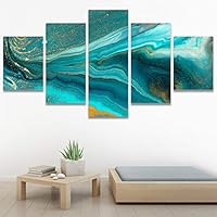 SIGNWIN 5 Panel Canvas Wall Art Modern Art Abstract Brushstroke Contemporary Edgy Mixed Media Multicolor for Home Decorations Ready to Hang - 60