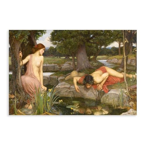 Poster John William Waterhouse Echo et Narcisse idée cadeau original 30x45 cm