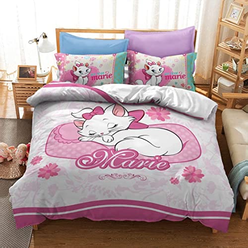 WMZ-SC Housse de Couette Aristochats Marie Fille, Enfant, literie Taille Unique Double Taille Y Compris taie d'oreiller 50 * 75cm (7,200x200cm) Cover