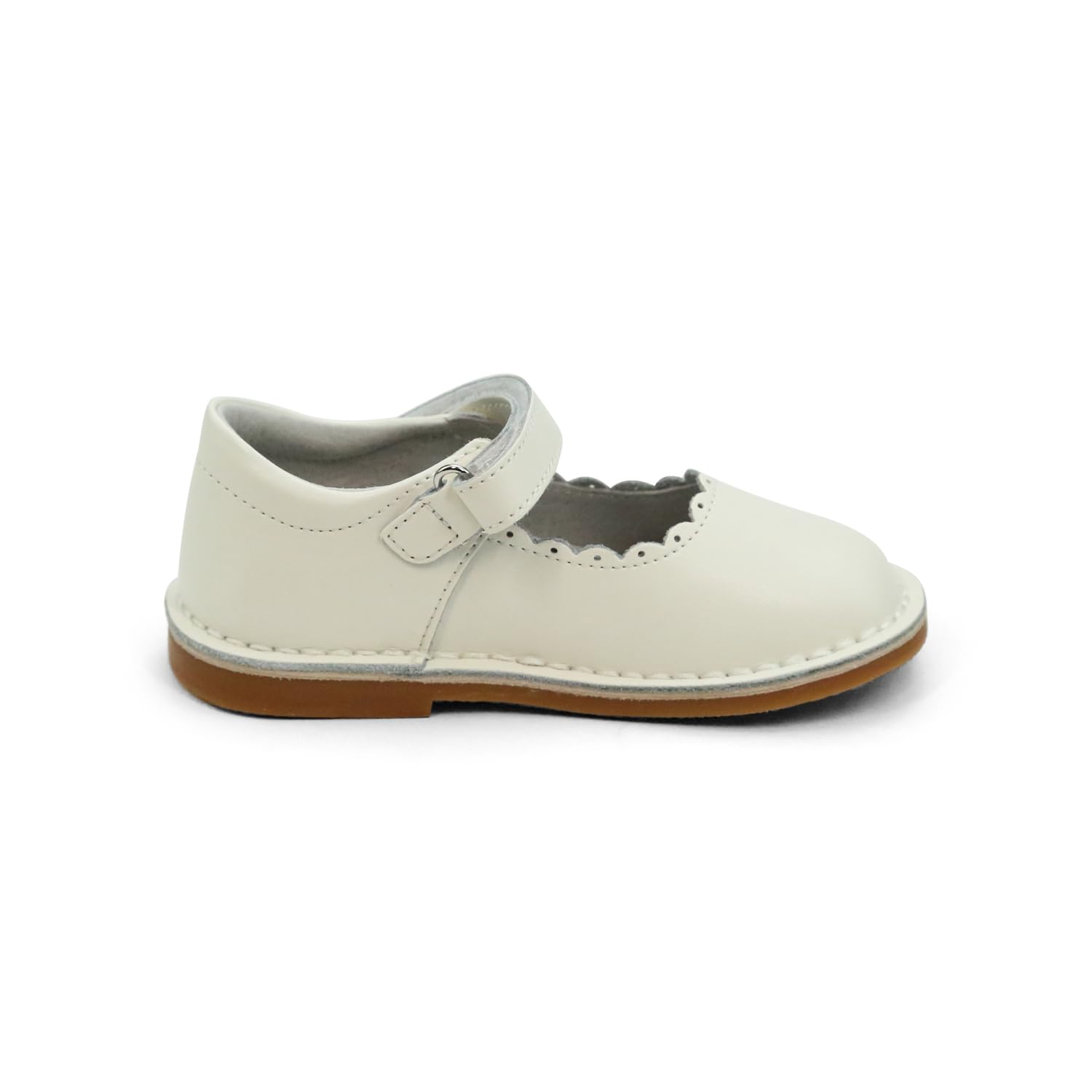 L'Amour Caitlin Scalloped Stitch Down Mary Jane | Toddler Girl's Mary Jane Off-White