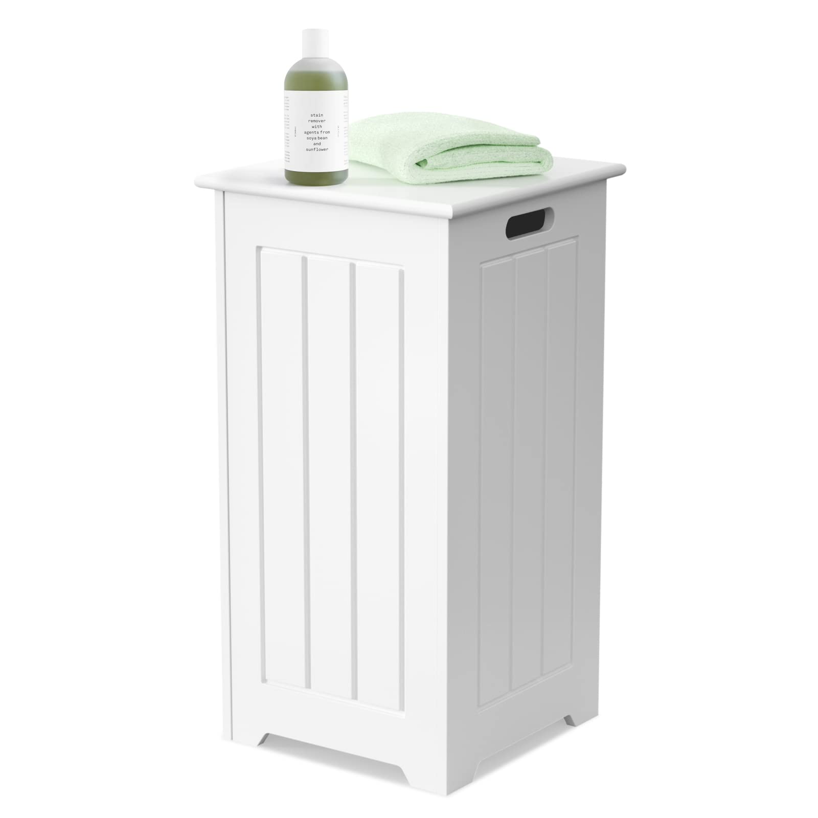 LIFEZEAL Cesto Para la Ropa con Bolsa Interior, Cubo Ropa Sucia con Tapa Bisagra de Metal y Empuñadura Lateral, Armario con Grande Capacidad para Baño, 30 x 30 x 61 cm (Sin bolsa interior)