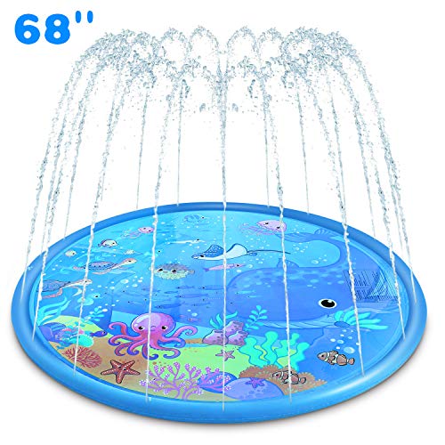Sprinkler Splash Pad - 68'' Play Sprinkle Mat, Summer Outside Water Toys, Outdoor