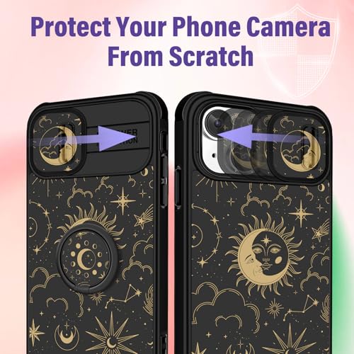 Image of Funermei for iPhone 14 /for iPhone 15 Plus Case - Women Girls Cute Phone Cover Girly Pretty Aesthetic Sun Moon Stars Unique Design with Camera Cover Funda for Apple for iPhone 14 /for iPhone 15 Plus