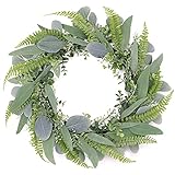 Eucalyptus Wreath for Front Door- 18 inches Handicraft Bamboo Frame with Versatile Leaves - Ideal...