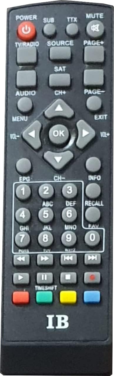DTH Remote Compatible for IB-Q7, GO!, A3, A6, S90 Free to Air Set Top Box White Colour